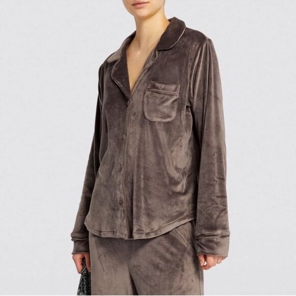 Other - SKIMS Velour Buttoned Stretch Pajama Top Shirt